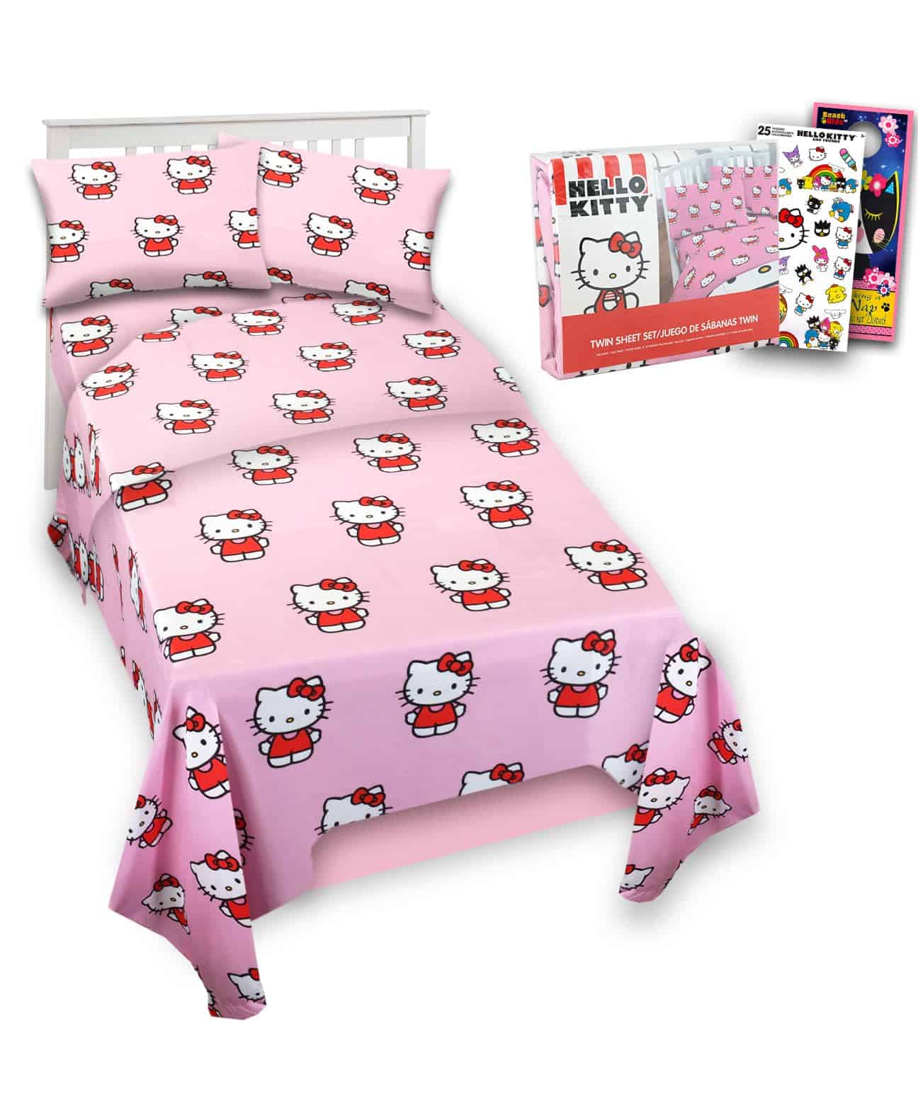 Juego de Sábanas de Hello Kitty - Incluye Sábana Plana,