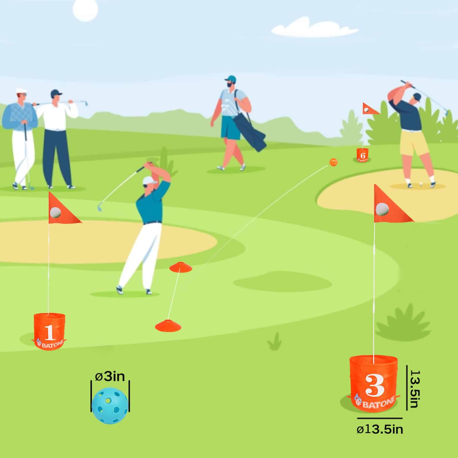 Juego de Cubo de Golf para Niños y Adultos - 3 Hoyos - Imagen 5