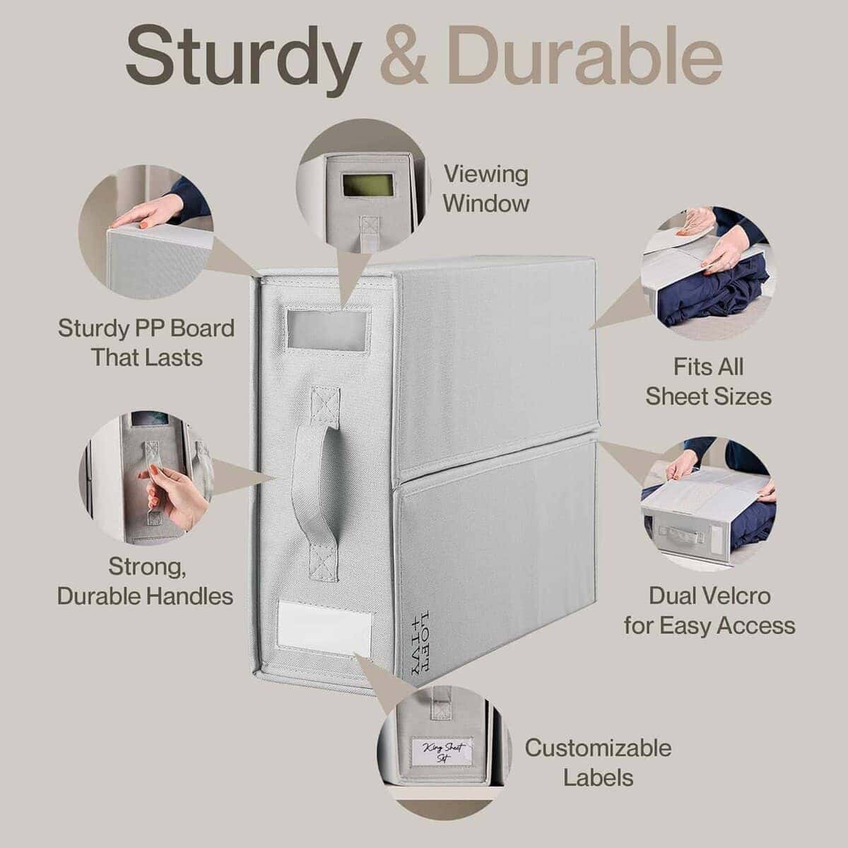 LOFT + IVY Caja de Almacenamiento de Sábanas - Se Adapta a - Imagen 6