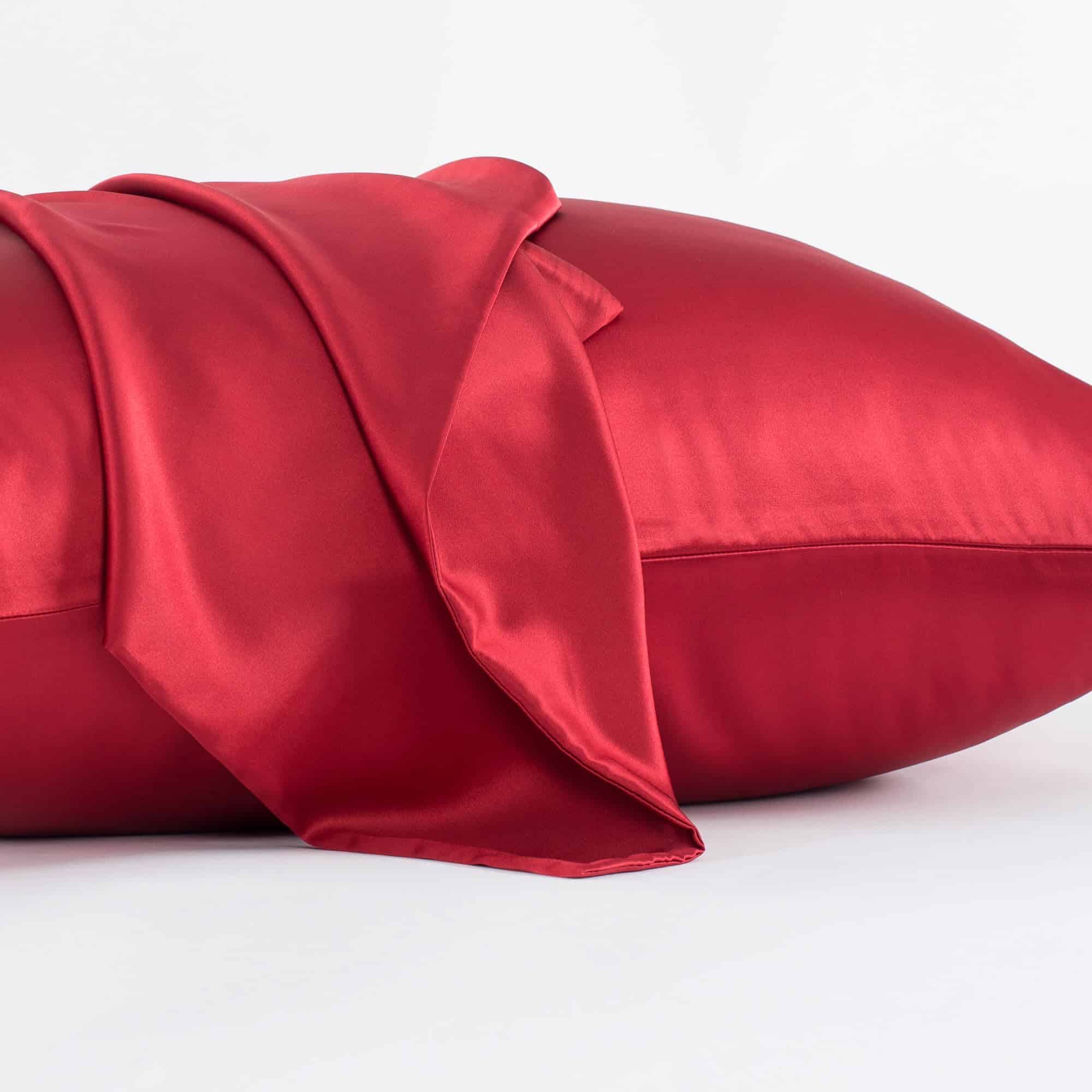 Funda de Almohada de Seda 100% Pura de Morera -Rojo