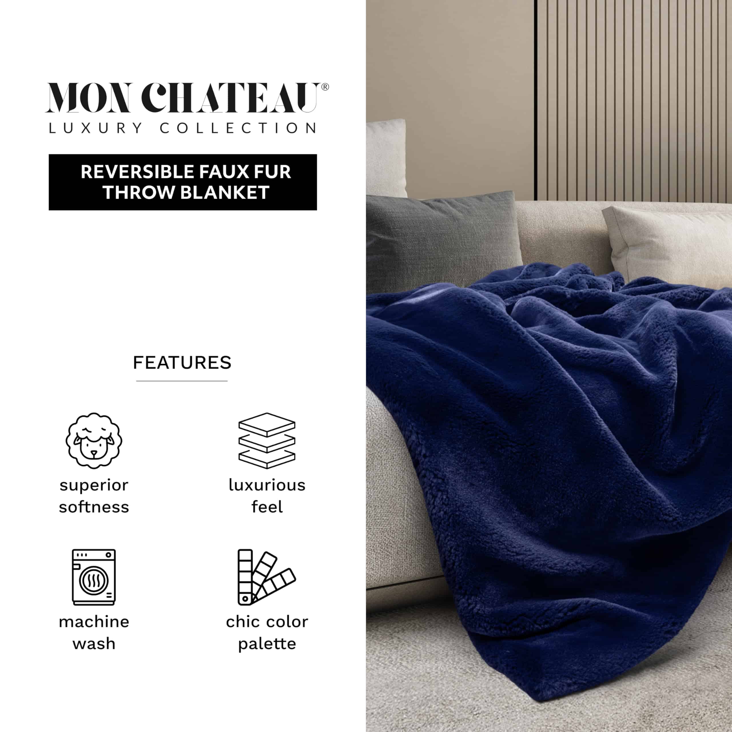 Manta de lujo Mon Chateau Ultimate Plush Faux Fur con 6cm - Imagen 4