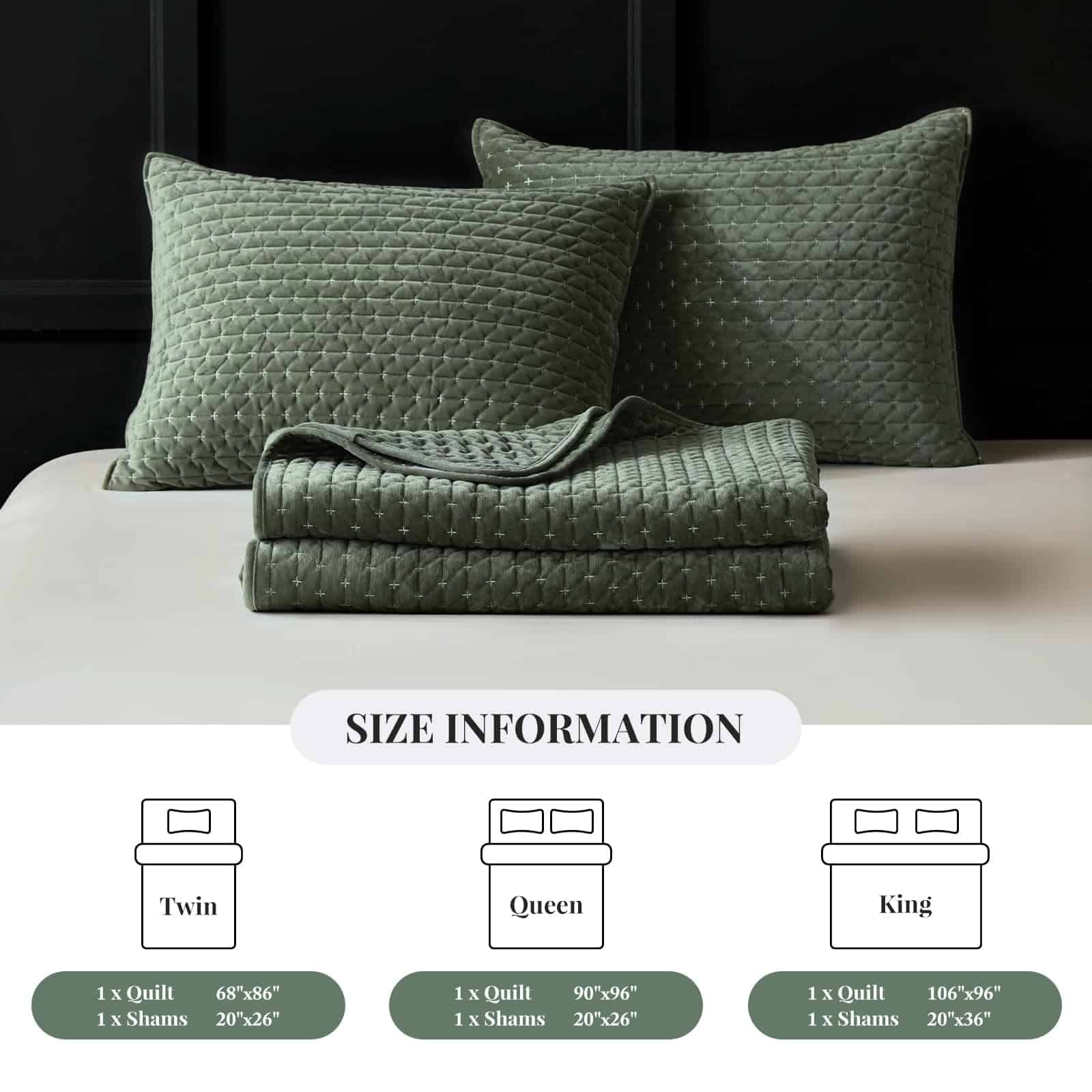 WARMDERN Juego de Edredón de Terciopelo de -Verde de Puntada - Imagen 10