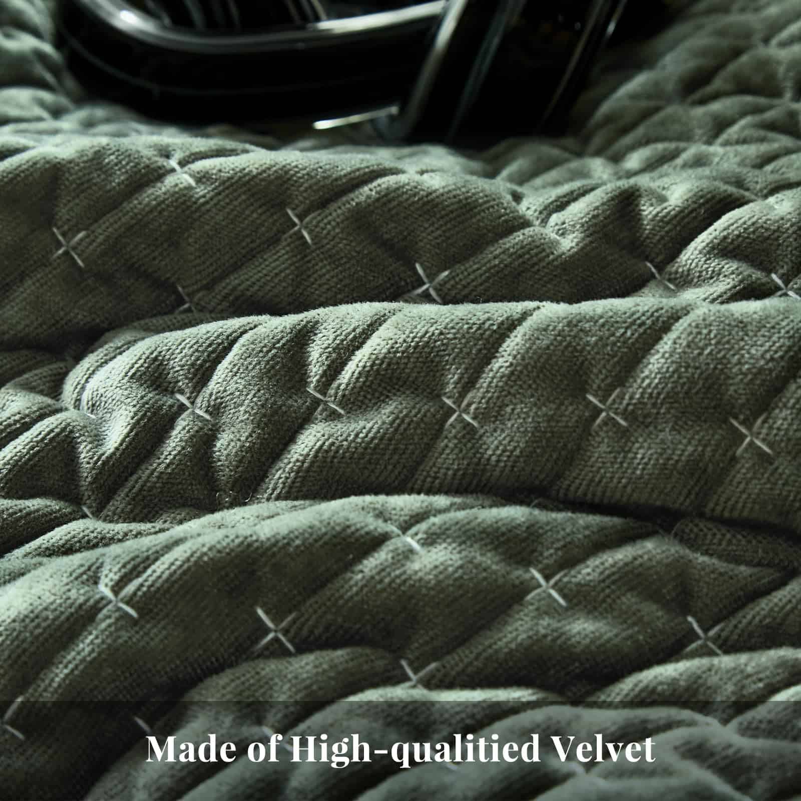 WARMDERN Juego de Edredón de Terciopelo de -Verde de Puntada - Imagen 5