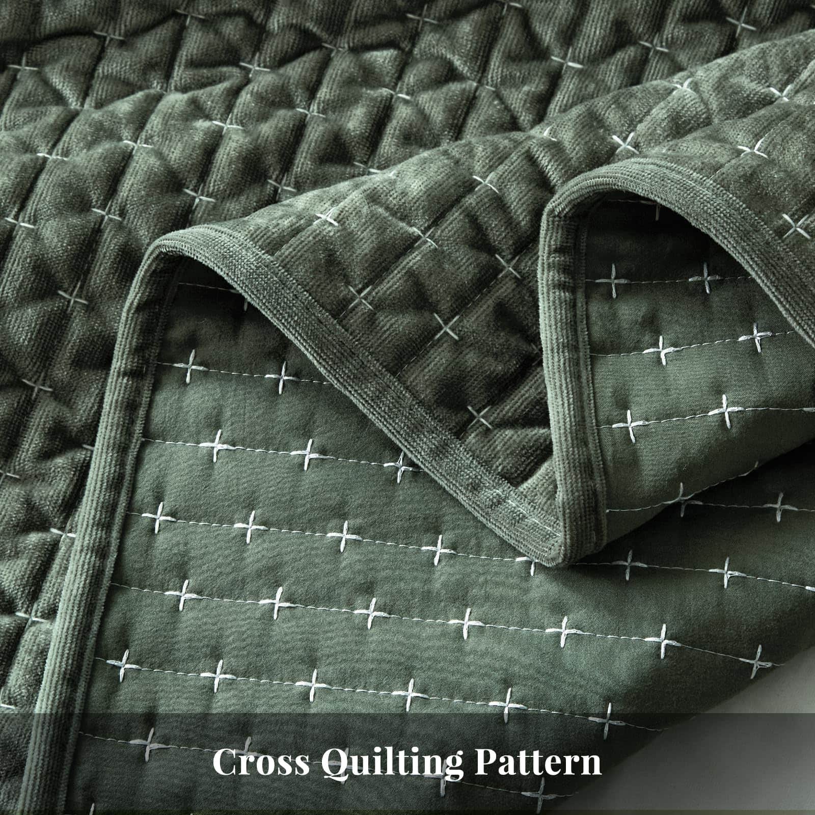 WARMDERN Juego de Edredón de Terciopelo de -Verde de Puntada - Imagen 6