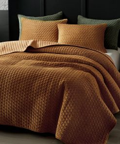 WARMDERN Juego de Edredón de Terciopelo de -Dorado Caramelo-