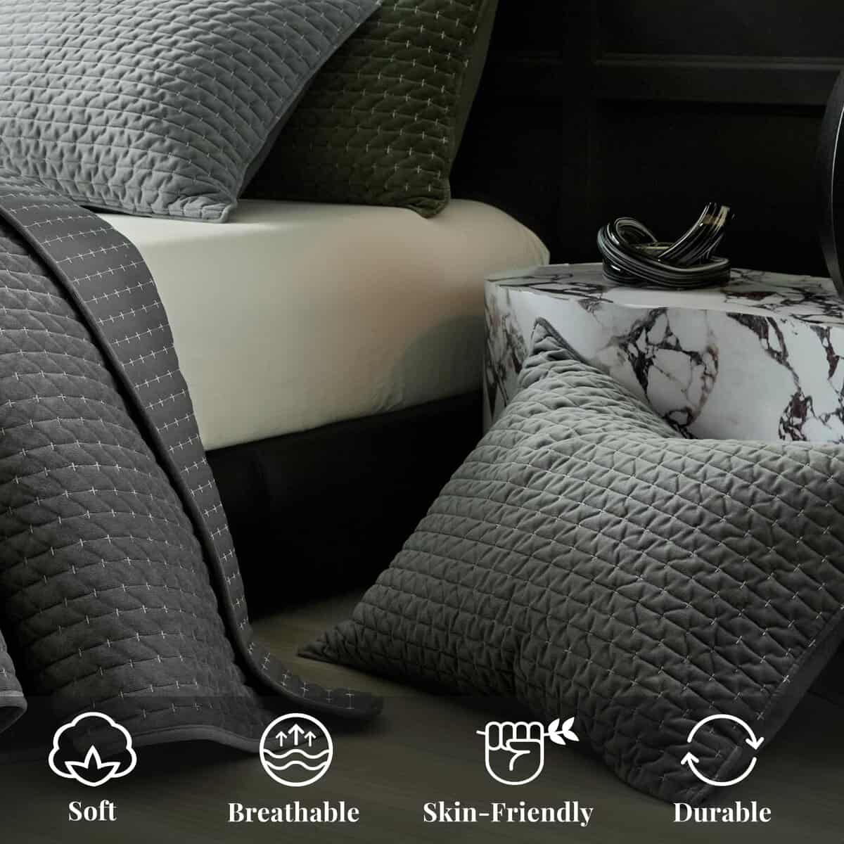 Juego de Colcha de Terciopelo de Lujo WARMDERN Tamaño King, - Imagen 9