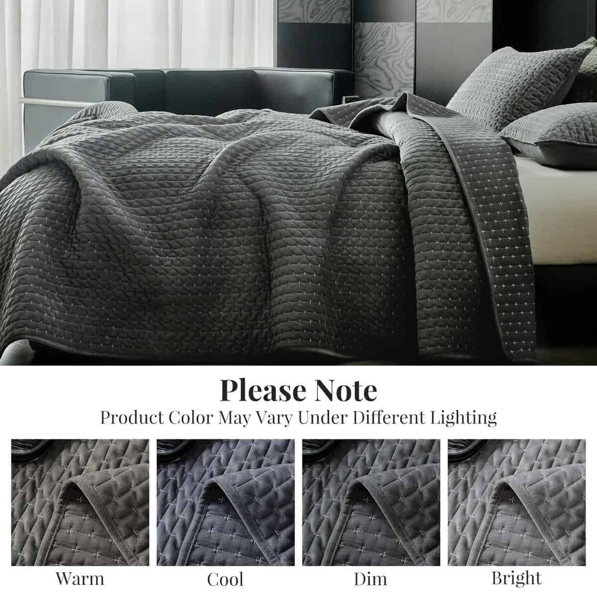 Juego de Colcha de Terciopelo de Lujo WARMDERN Tamaño King, - Imagen 7