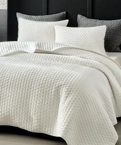 WARMDERN Juego de Edredón de Lujo de -Blanco con Diseño de P