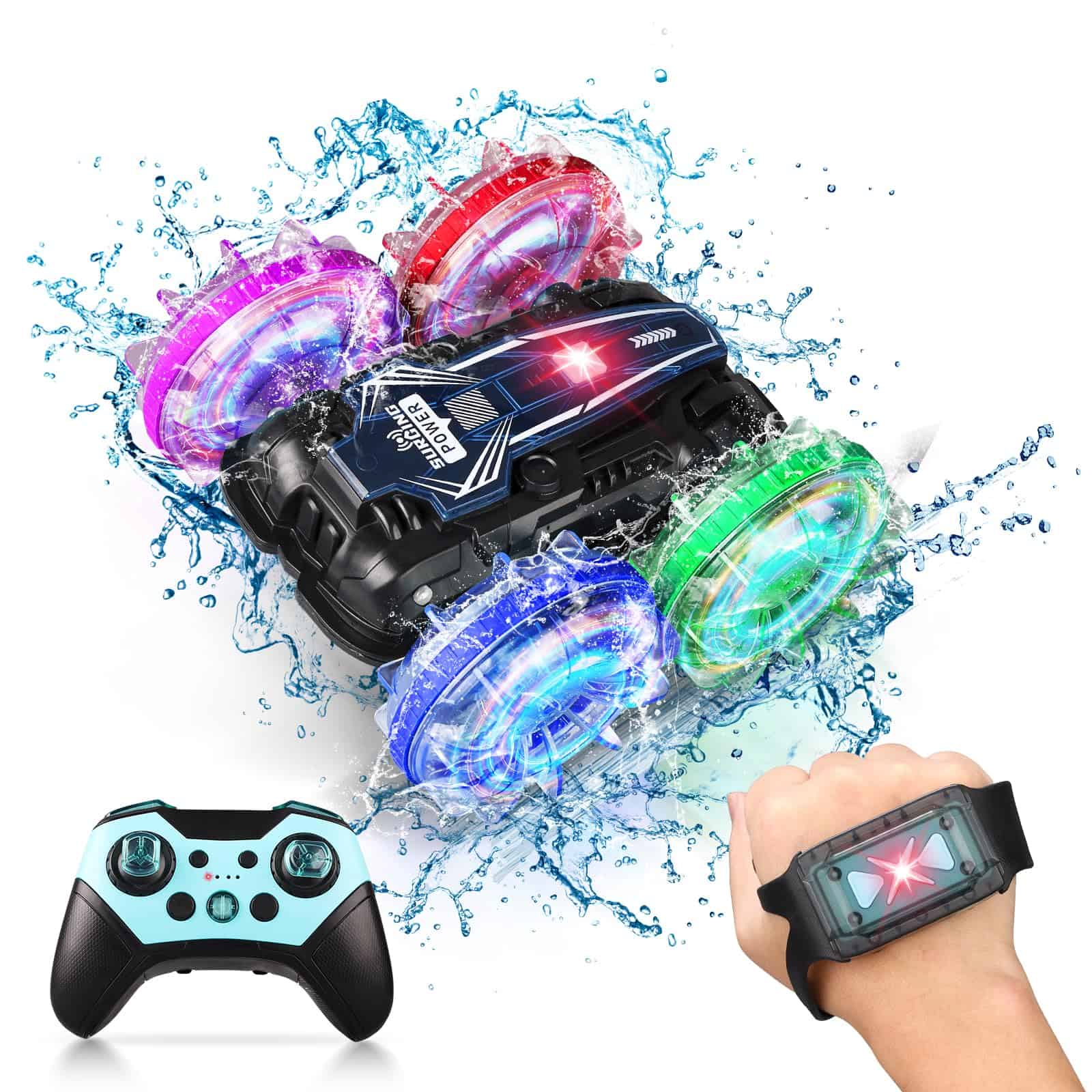 TQMAECB Coche Anfibio RC para Niños, Barco de Control