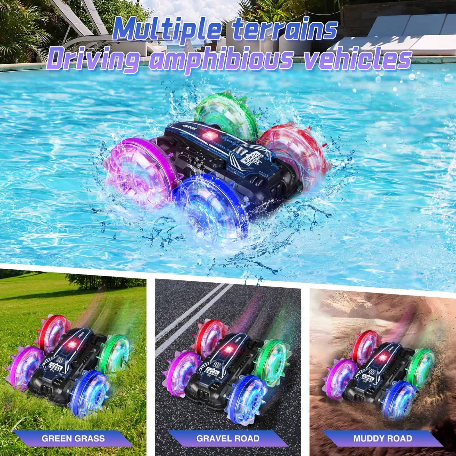 TQMAECB Coche Anfibio RC para Niños, Barco de Control - Imagen 4