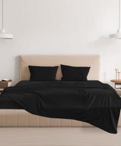 Juego de sábanas de lujo de microfibra fácil -Negro carbón