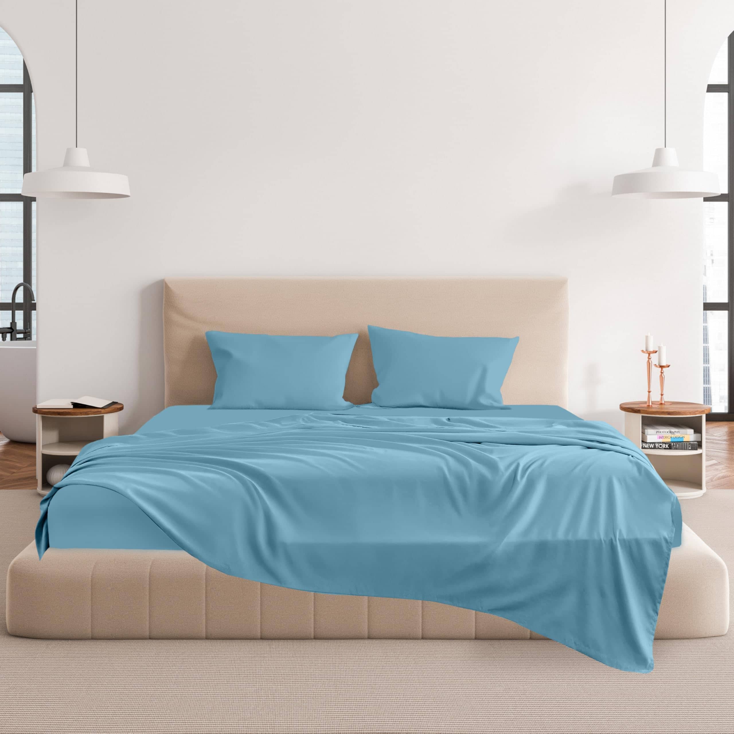 Juego de sábanas de lujo de microfibra extra -Aqua