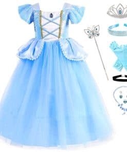 Disfraz de Princesa Azul Fengligoo para Niñas Niños Disfraz