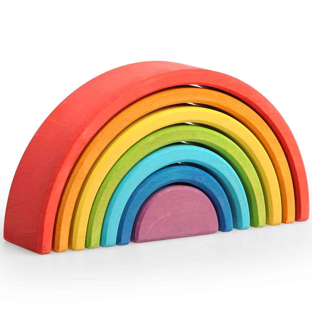 AVDAR 7Pcs Juguete Apilable de Arcoíris de Madera, Juguete