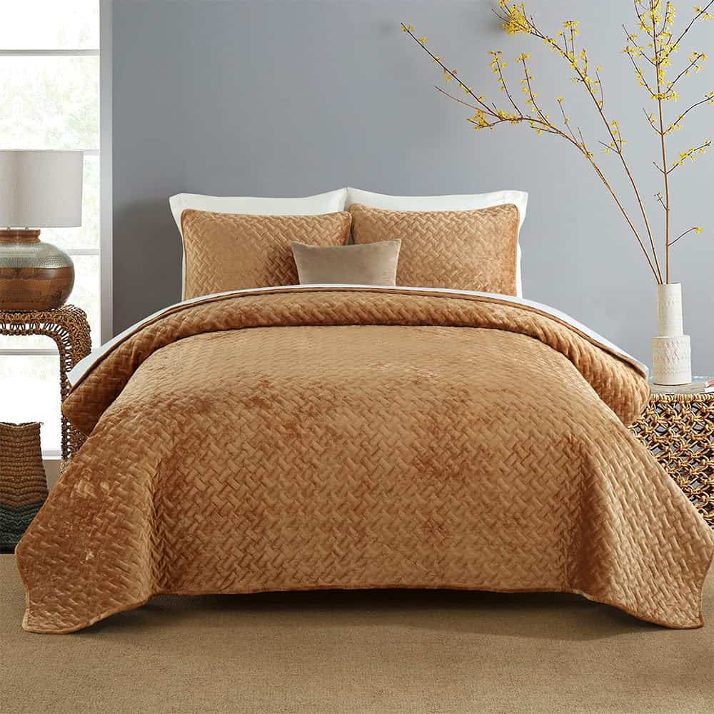 Juego de Edredón de Terciopelo Acolchado de Liians,