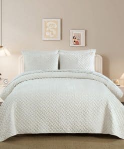 Juego de colchas de terciopelo Liians, -Blanco