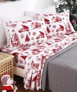 Juego de sábanas navideñas STARBEDIA King, Juego de sábanas