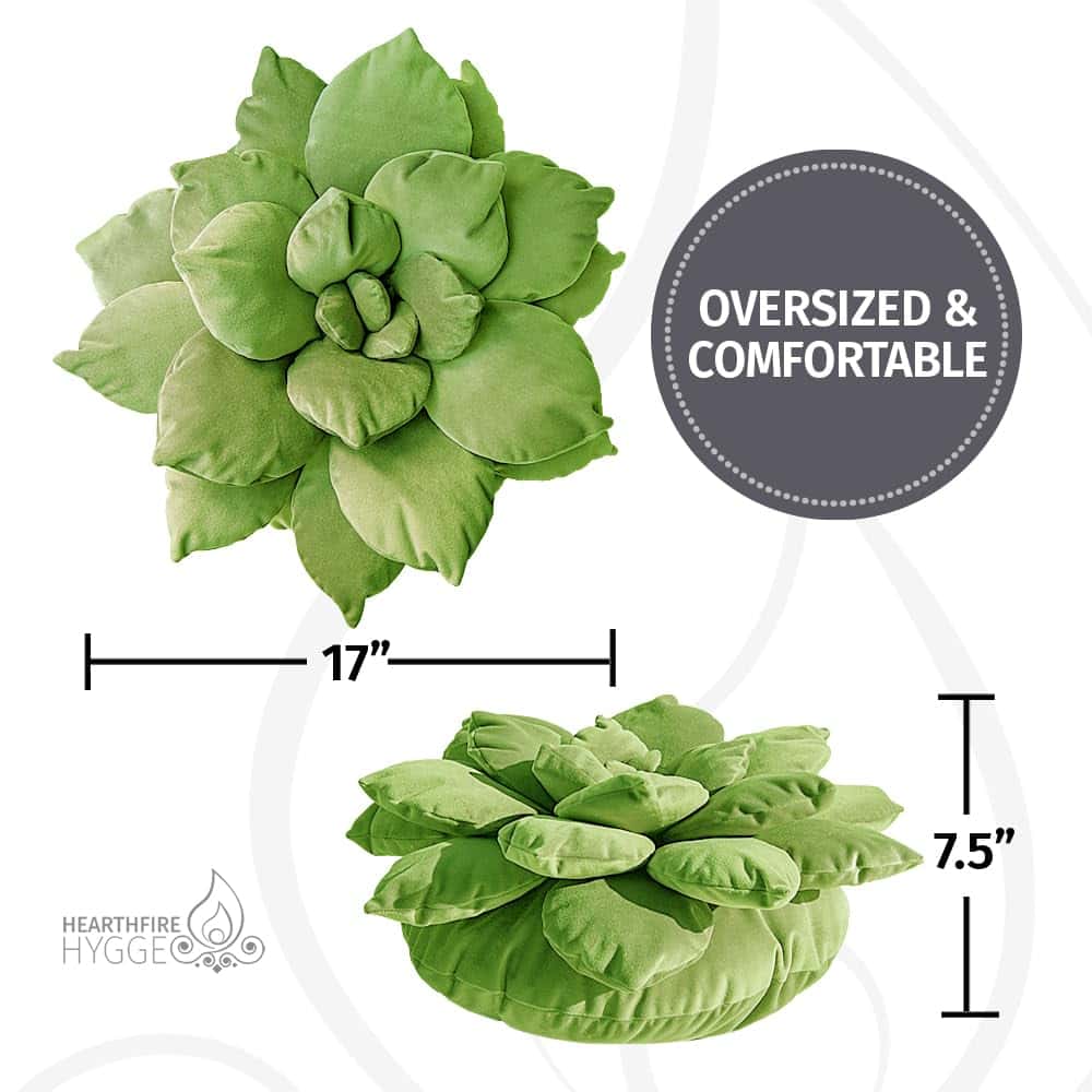 Almohada Succulent 3D de 17" en Verde | Almohada Floral - Imagen 7