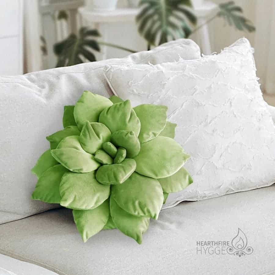 Almohada Succulent 3D de 17" en Verde | Almohada Floral - Imagen 4
