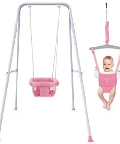 Columpio 2 en 1 para Bebés con Soporte Plegable, Columpio