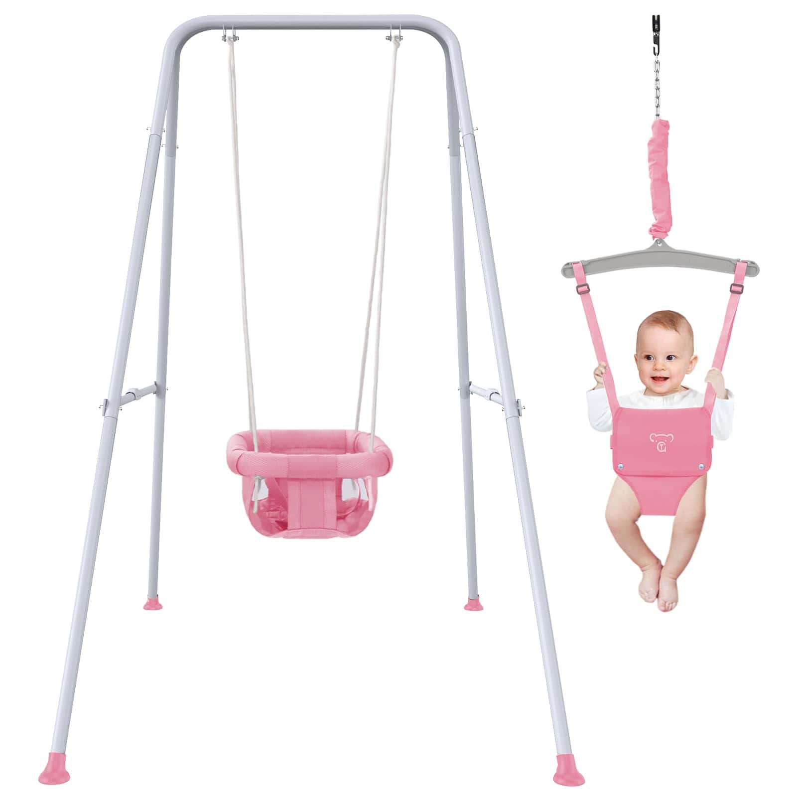Columpio 2 en 1 para Bebés con Soporte Plegable, Columpio