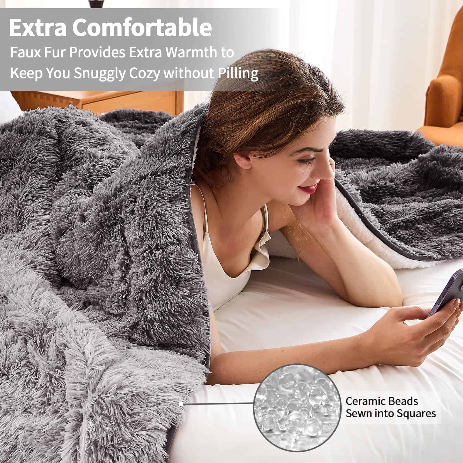 Manta ponderada de piel sintética para adultos -Gris - Imagen 4