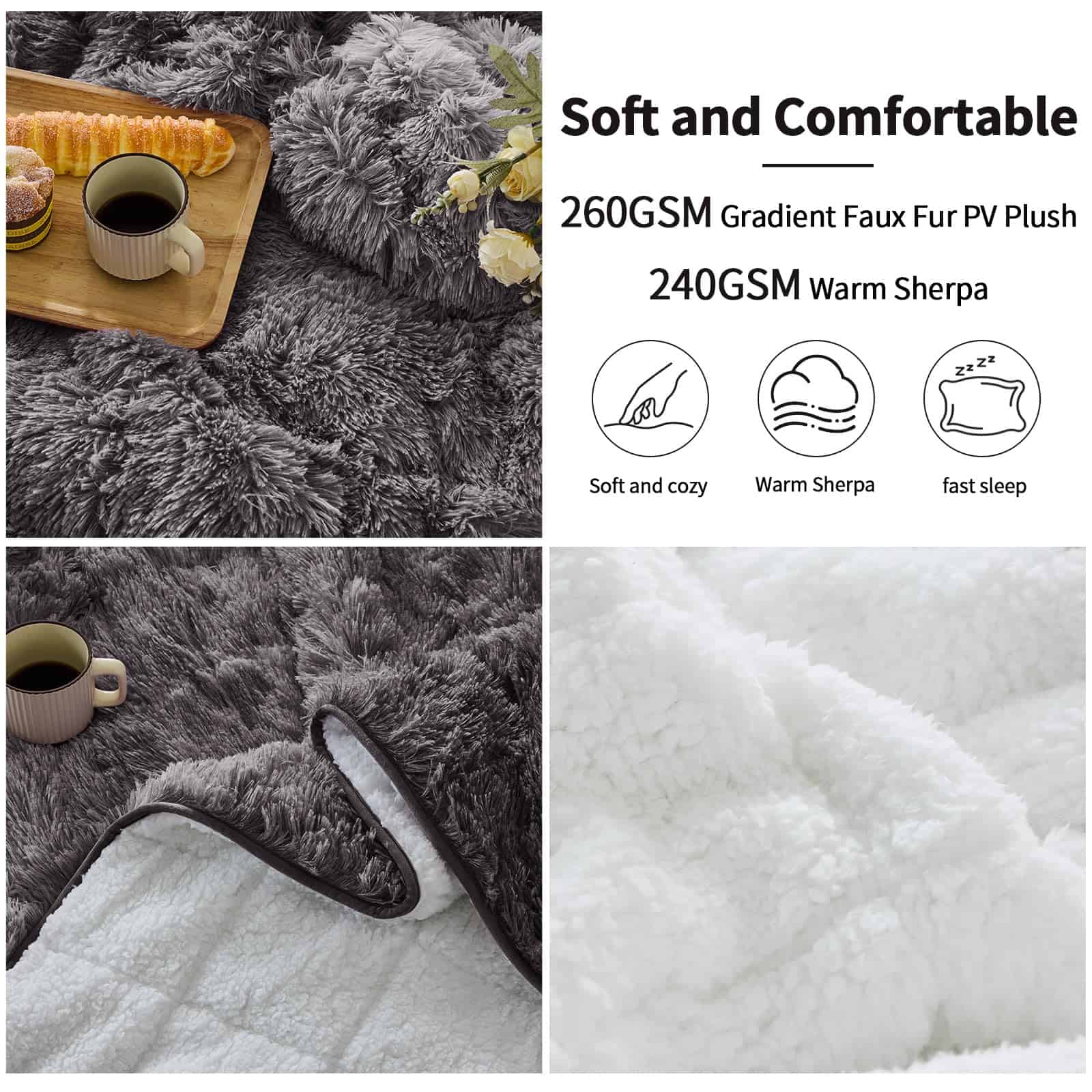 Manta ponderada de piel sintética para adultos -Gris - Imagen 6