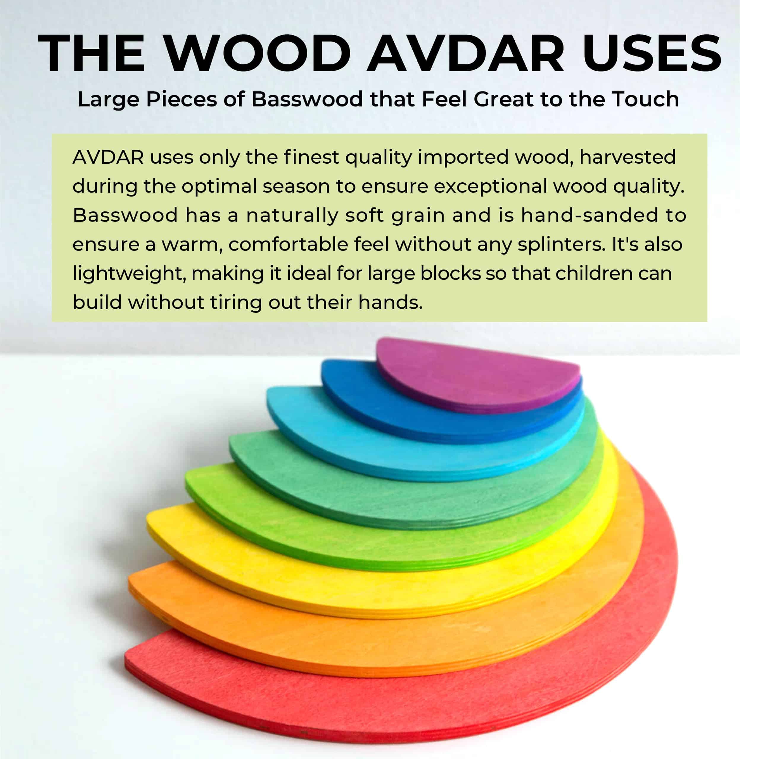 AVDAR 8Pcs Juguete Apilador de Arco Iris de Madera en Forma - Imagen 4