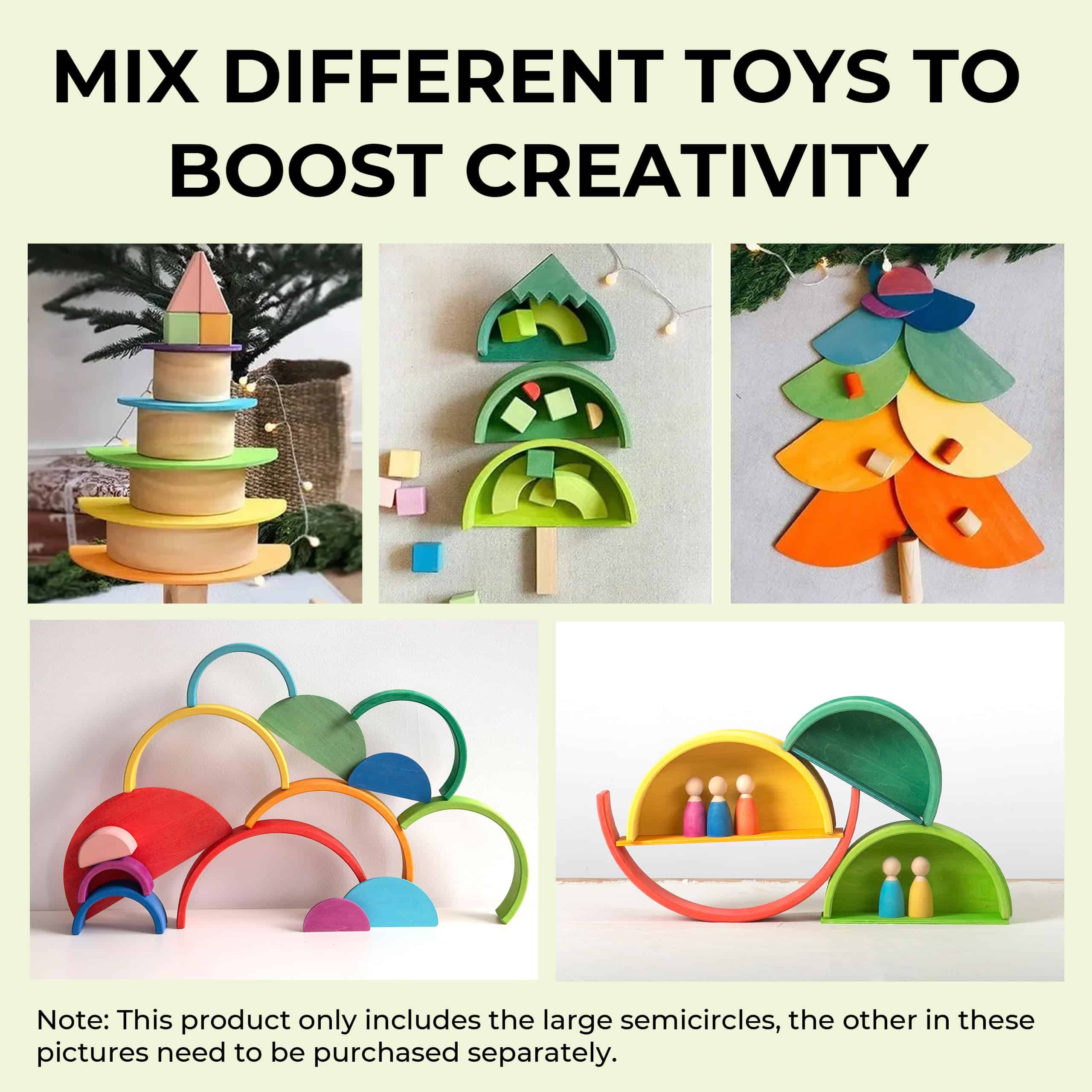 AVDAR 8Pcs Juguete Apilador de Arco Iris de Madera en Forma - Imagen 8