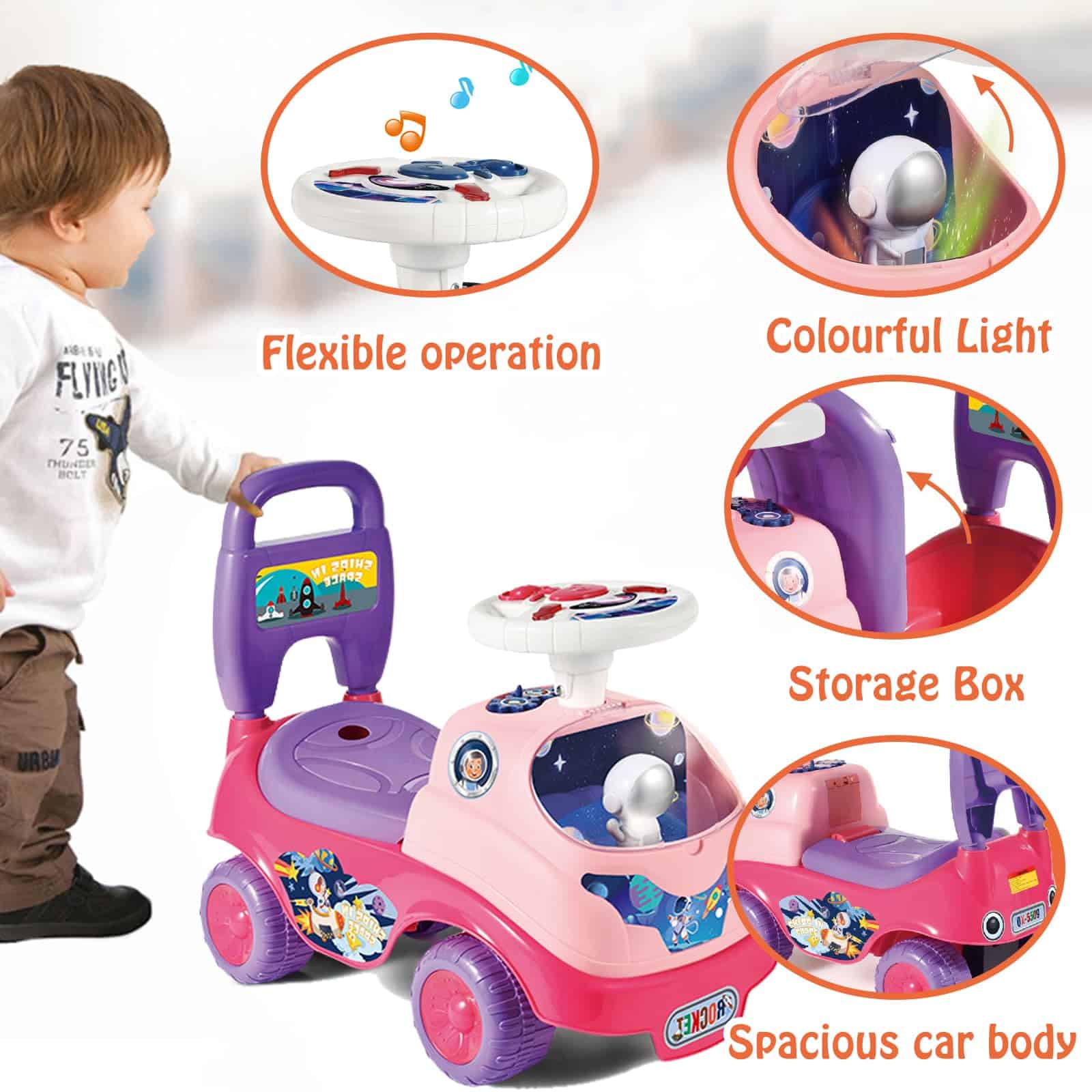 Coche de Empuje para Niños con Música y Almacenamiento - Imagen 5