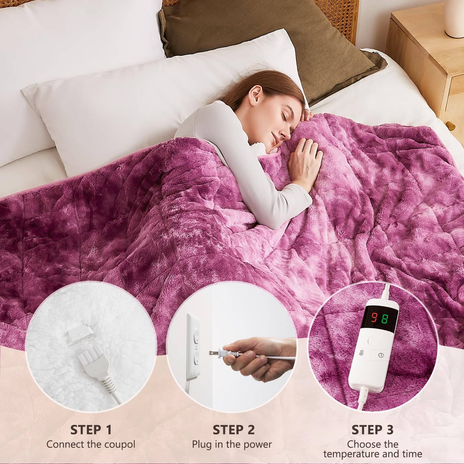 Manta Ponderada Eléctrica Homemate - 62"x84" 15lbs Manta - Imagen 8