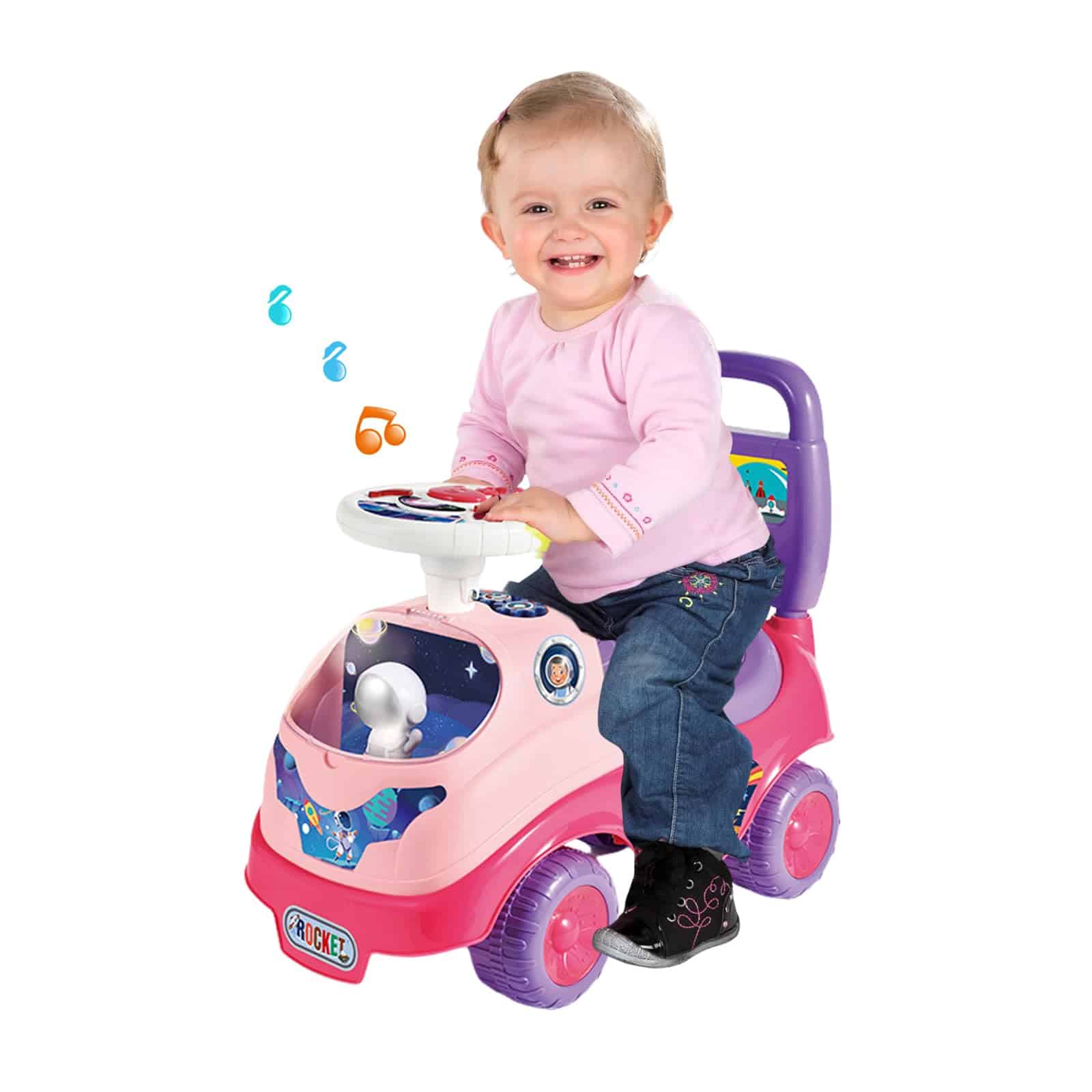 Coche de Empuje para Niños con Música y Almacenamiento