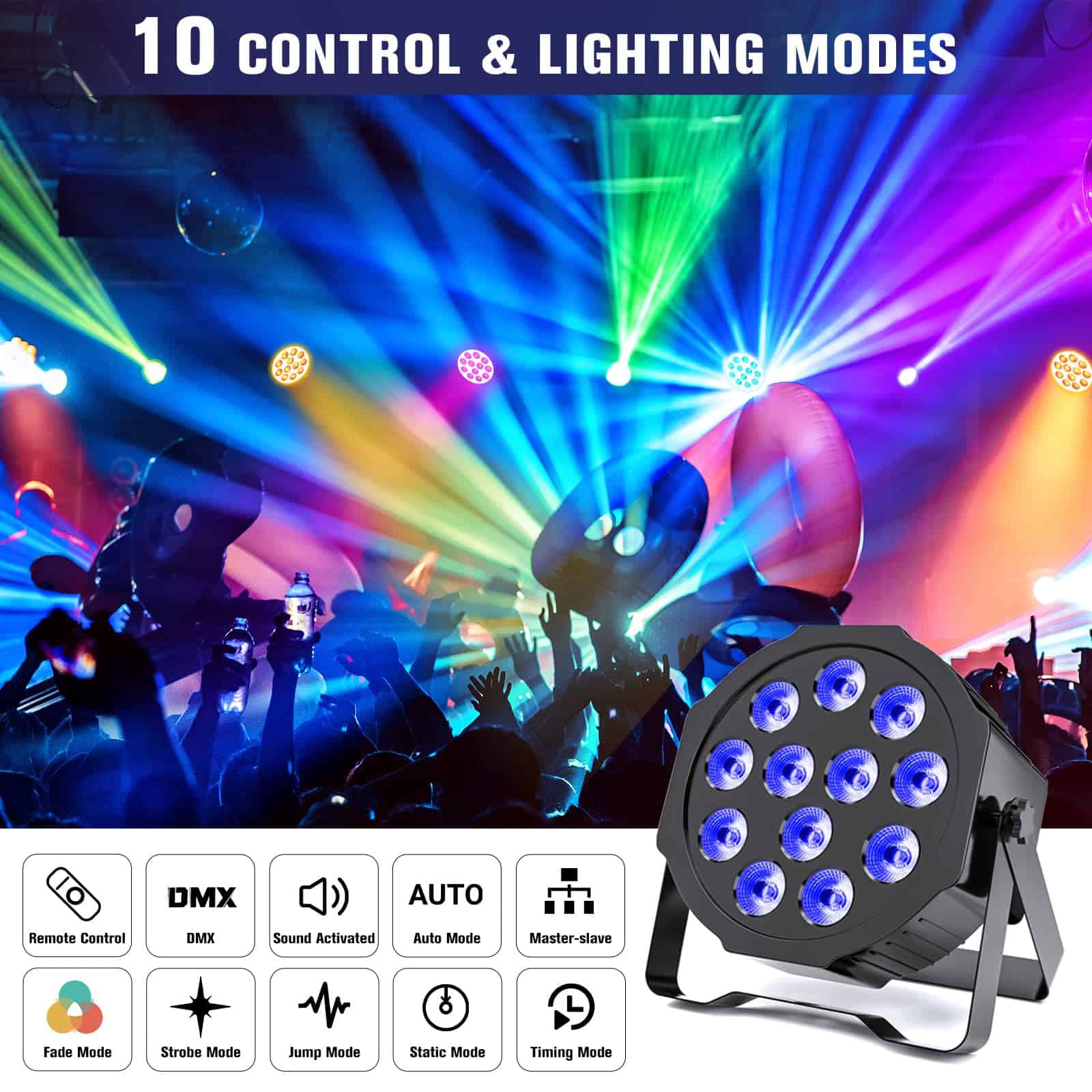 Luces Par Recargables Uplights RGBWA+UV 6-en-1 LED con - Imagen 4