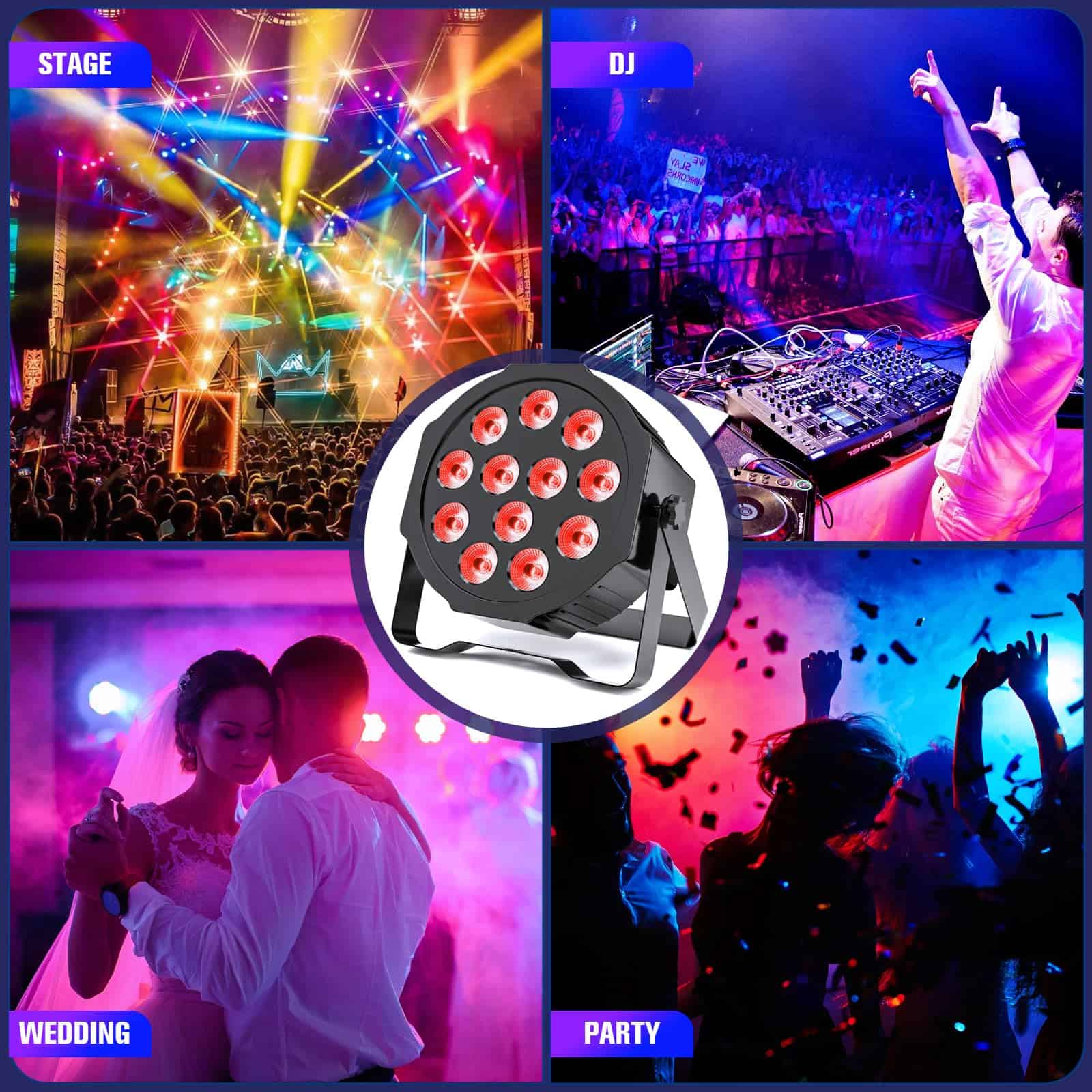 Luces Par Recargables Uplights RGBWA+UV 6-en-1 LED con - Imagen 7