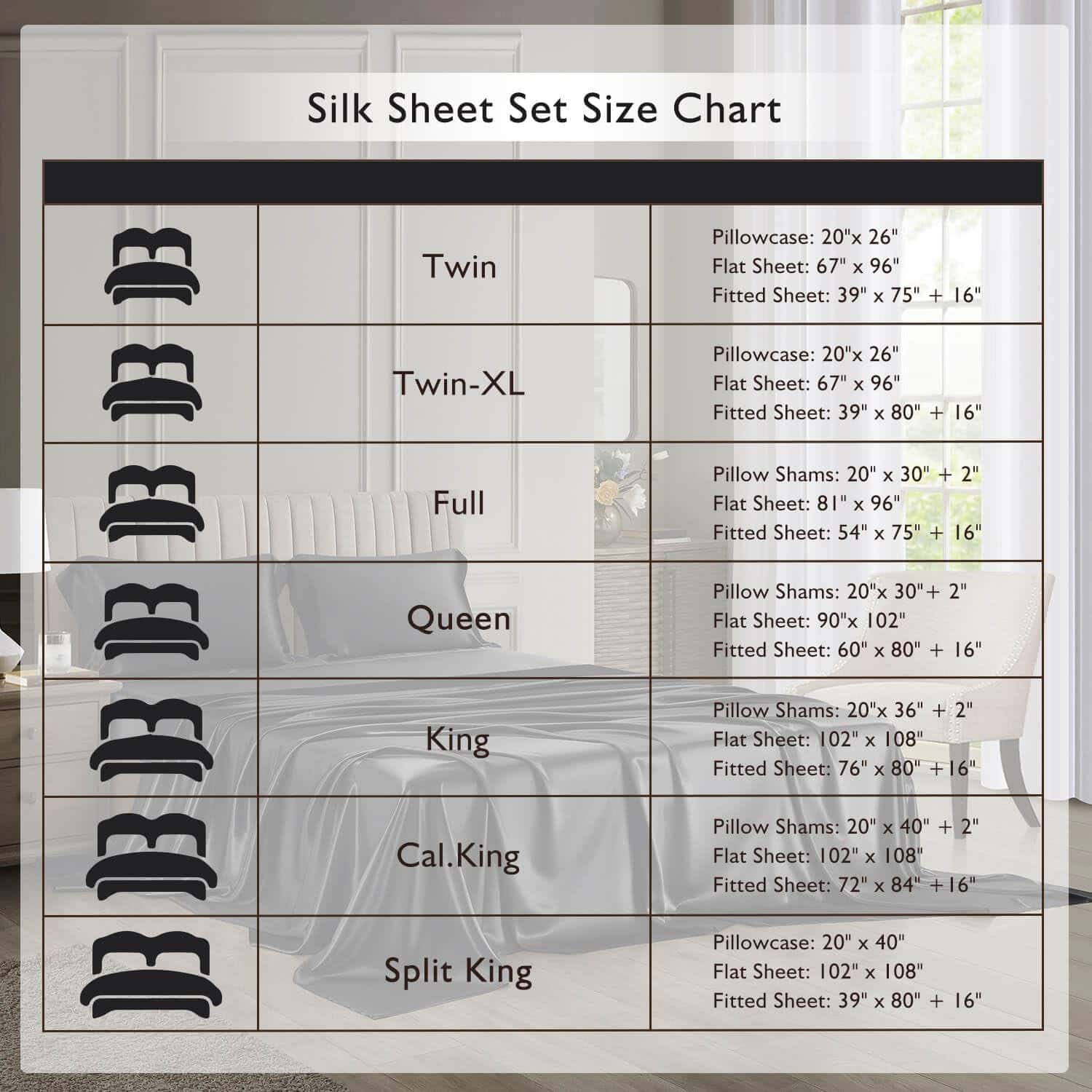 Juego de Ropa de Cama de Seda 100% Morera de -Negro - Imagen 10