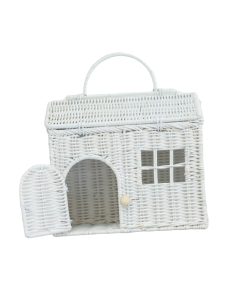 Cesta en Forma de Casa de Mimbre Rool Rattan para Muñecas