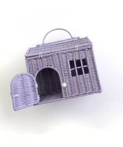 Casa de Mimbre con Forma de Casa en Rattan, Canasta Pequeña