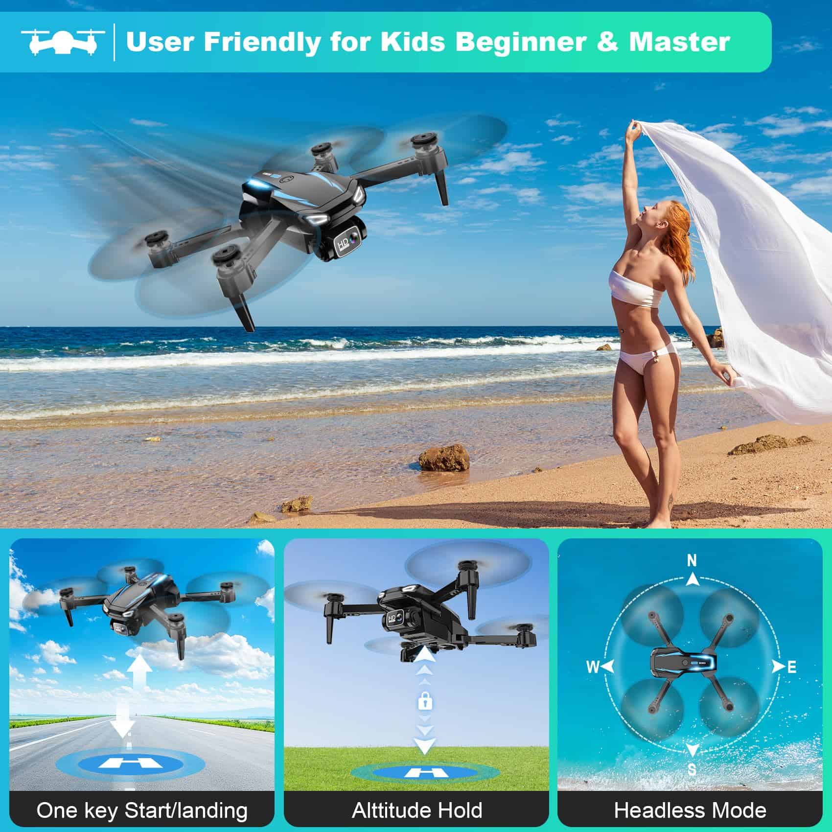Drone con Cámara 1080P HD FPV Plegable para Niños y Adultos - Imagen 6