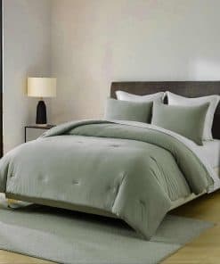 Juego de Edredón King Size de Algodón de -Verde Grisáceo
