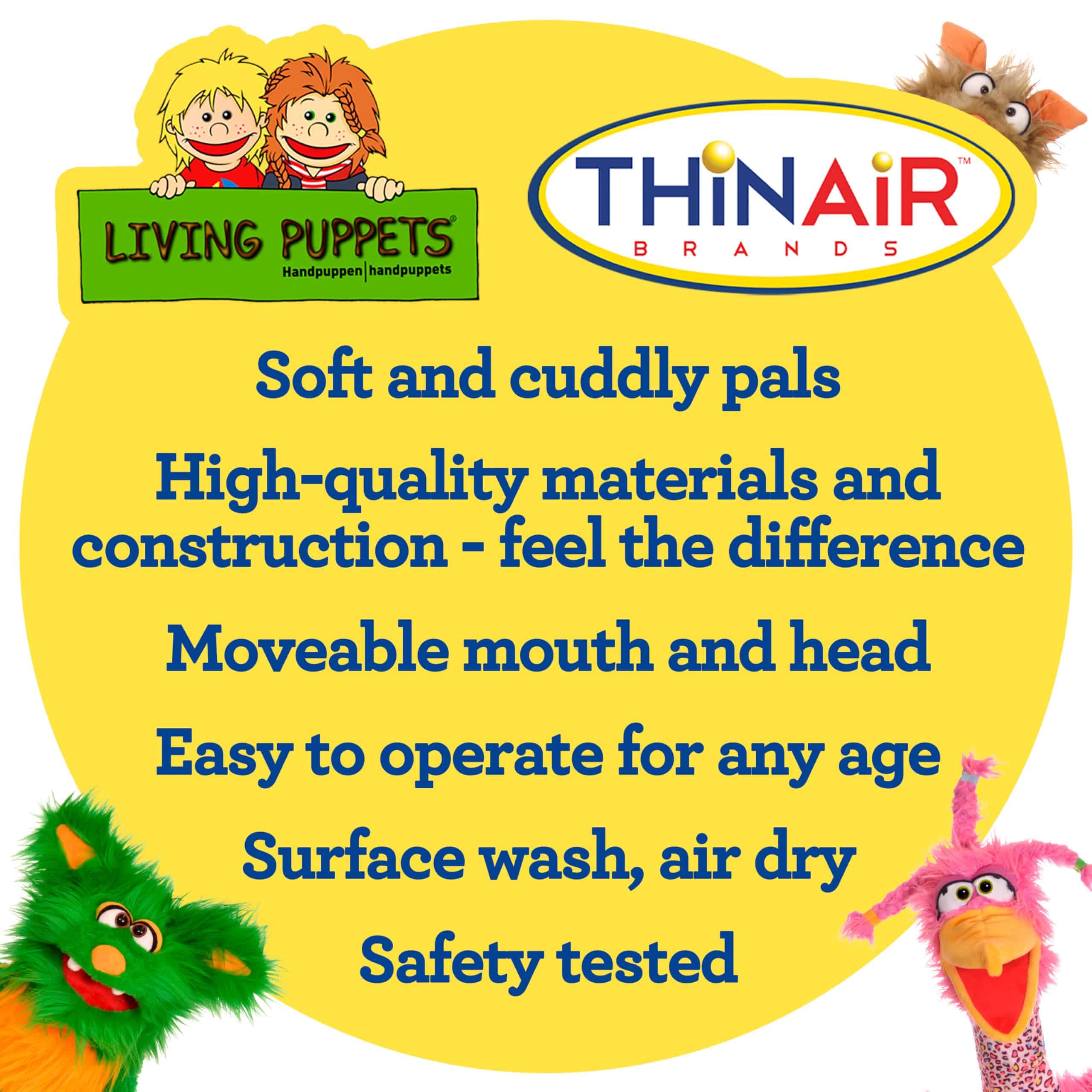 Marioneta de Mano Unicornio Rosa de 16 Pulgadas Living - Imagen 5