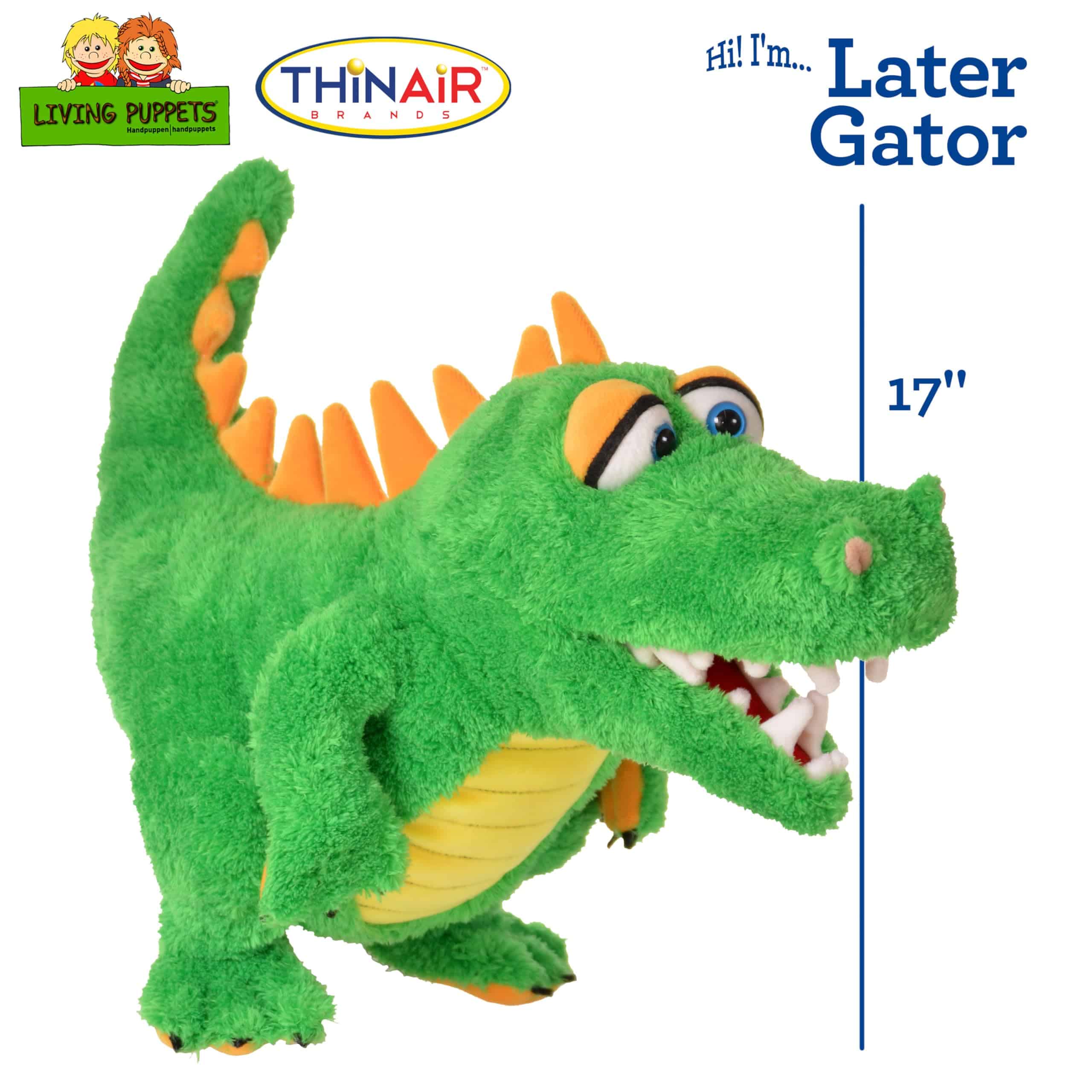 Títere de mano de cocodrilo verde de peluche de 17 pulgadas - Imagen 3