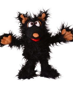 Títere de Mano Perrito Negro de Peluche de 12 Pulgadas