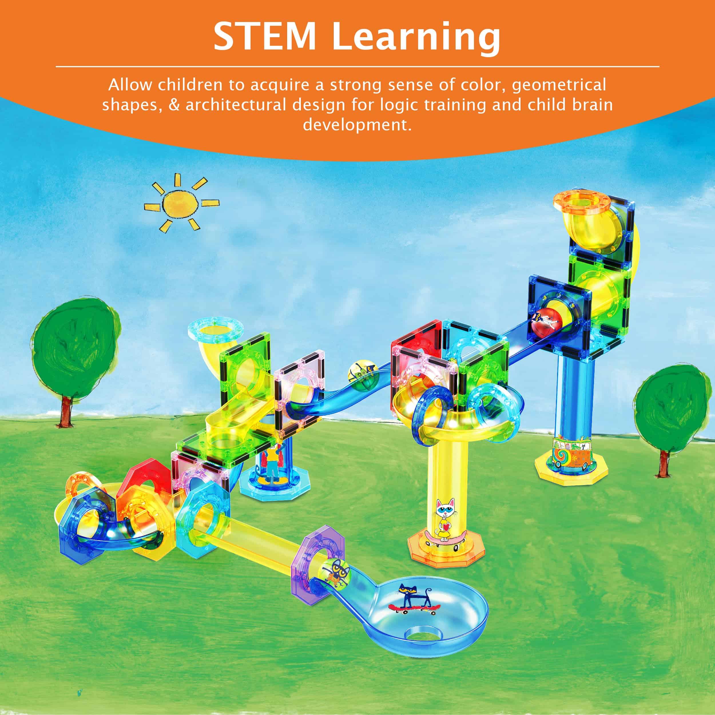 PicassoTiles 62 Piezas Carrera de Canicas Magnéticas Pete - Imagen 4