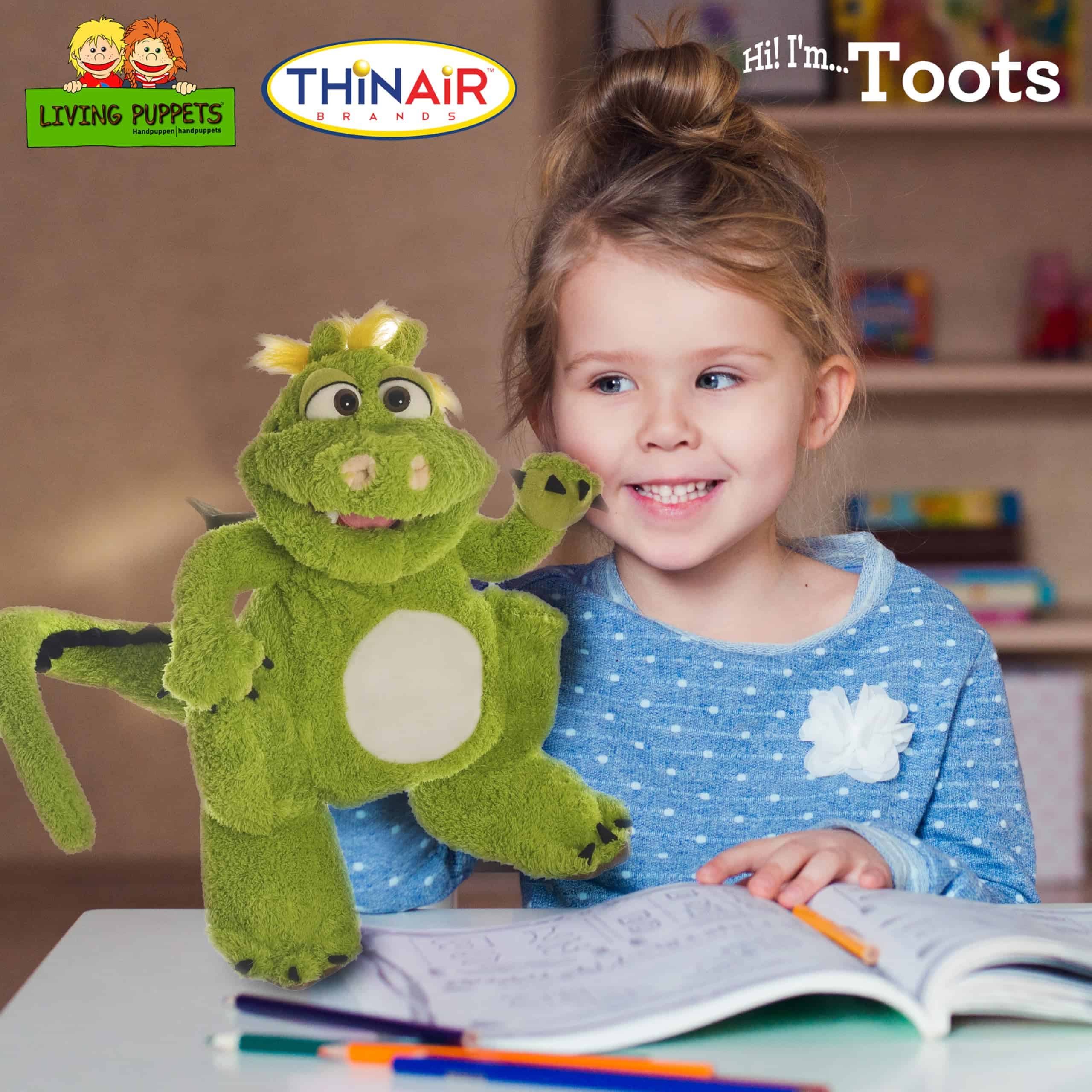 Títere de Mano de Dragón Grande Verde de 14 Pulgadas de - Imagen 4