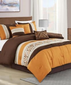 Juego de Ropa de Cama Chezmoi Collection -Naranja Marrón Geo