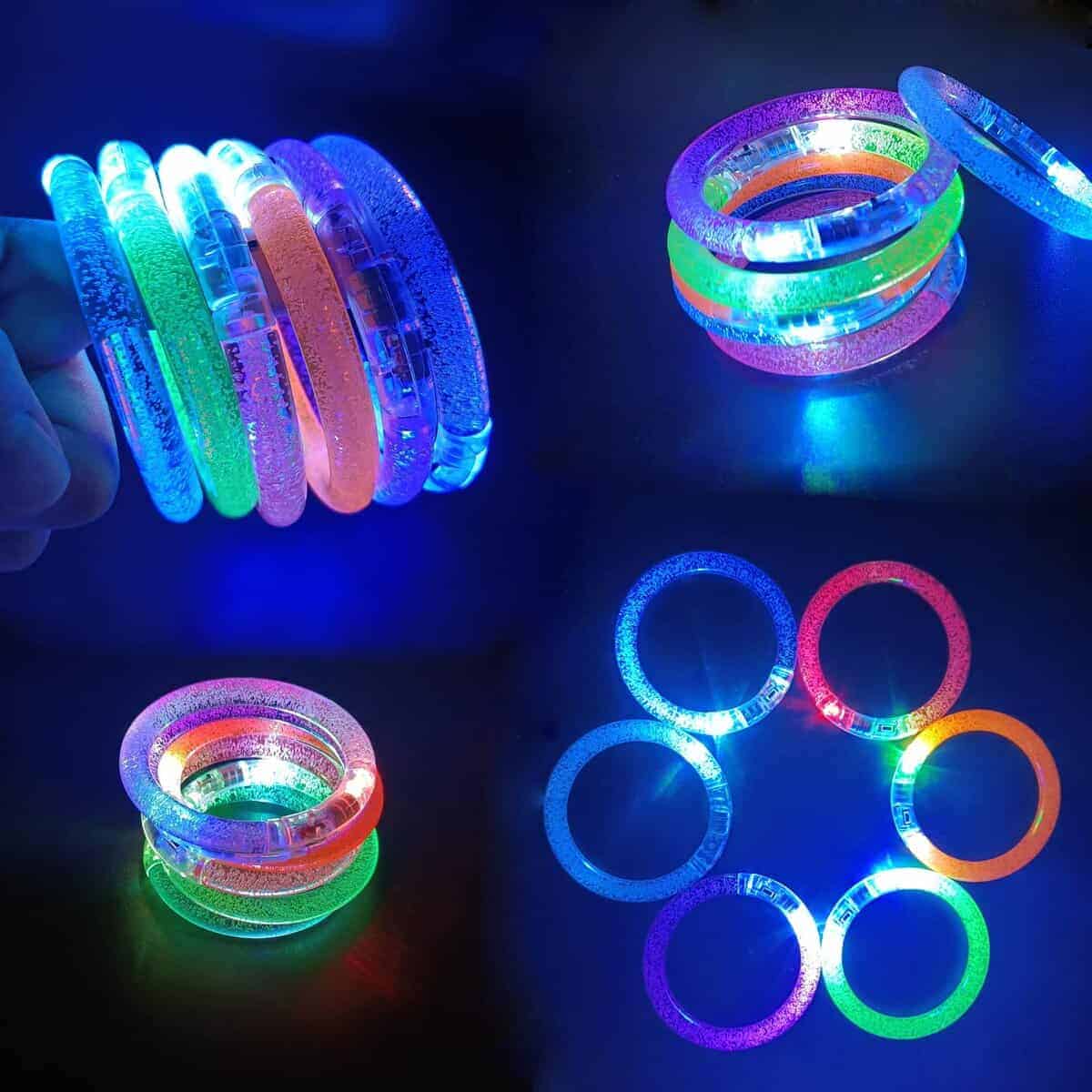 60 Pcs Pulseras luminosas Bracelet, 6 colores Pulseras LED - Imagen 8