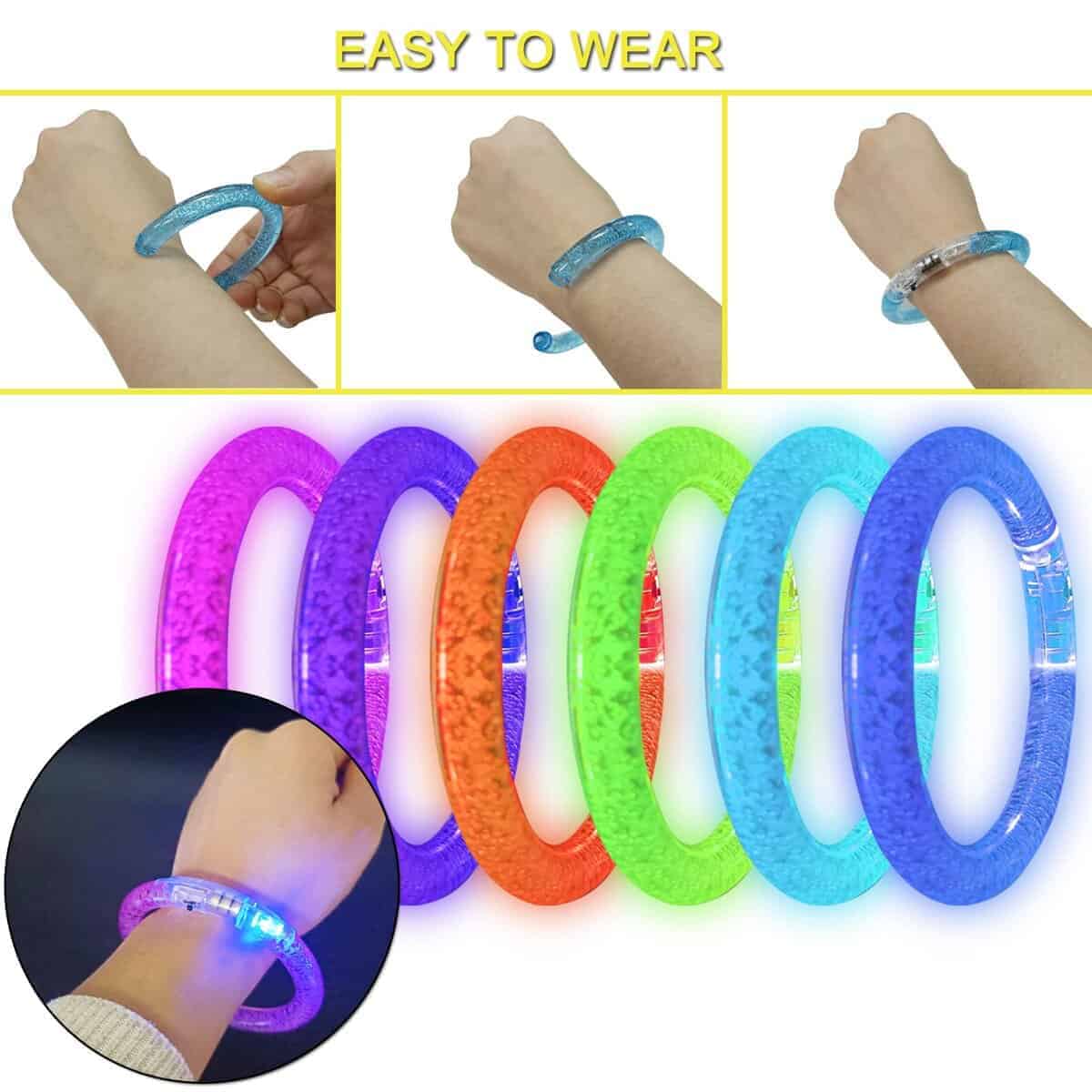 60 Pcs Pulseras luminosas Bracelet, 6 colores Pulseras LED - Imagen 4