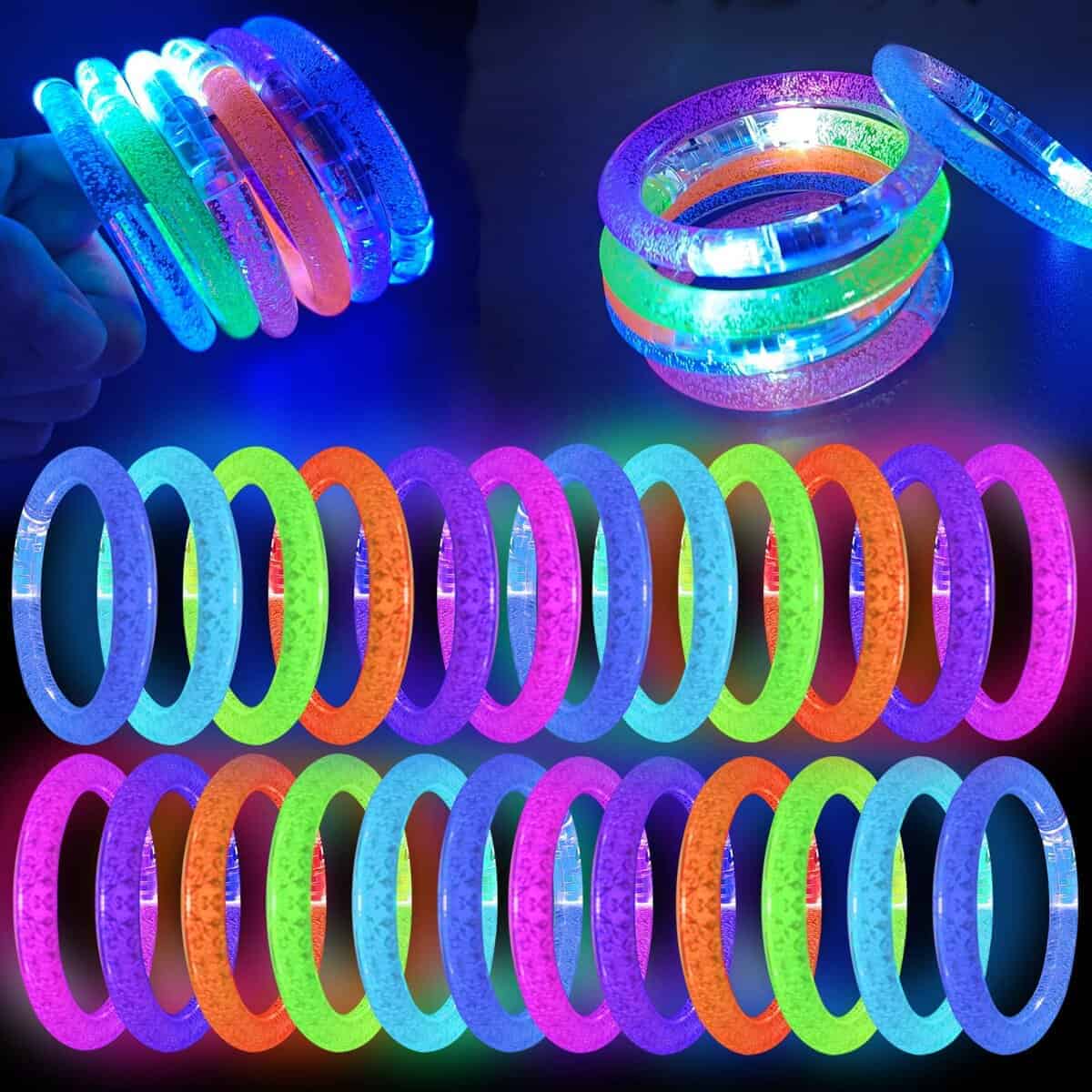 60 Pcs Pulseras luminosas Bracelet, 6 colores Pulseras LED