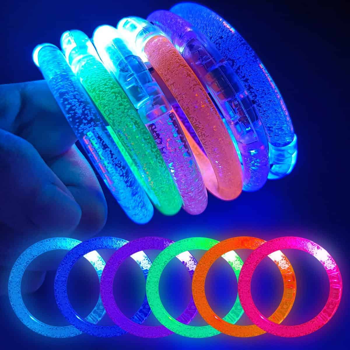 60 Pcs Pulseras luminosas Bracelet, 6 colores Pulseras LED - Imagen 7