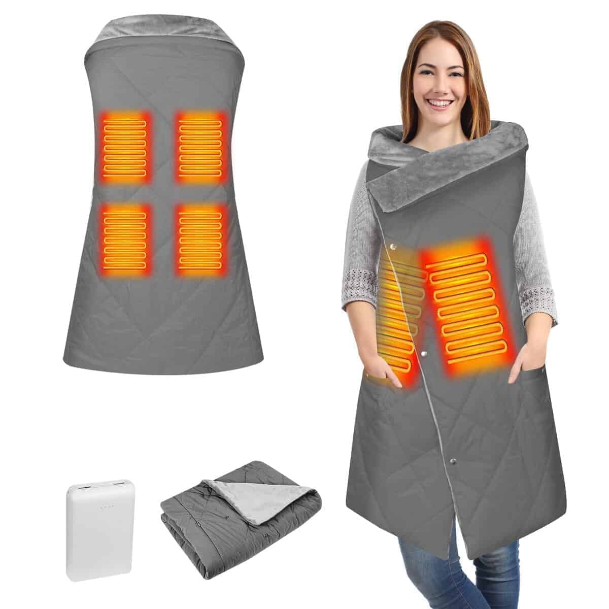 Manta eléctrica con batería recargable, manta eléctrica USB